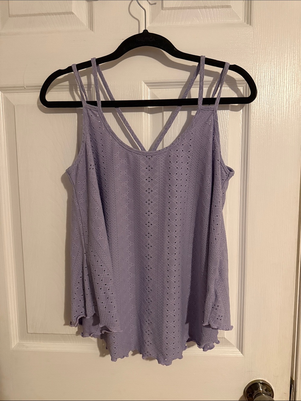 SHEIN Lilac Eyelet Double-Strap Tank Top